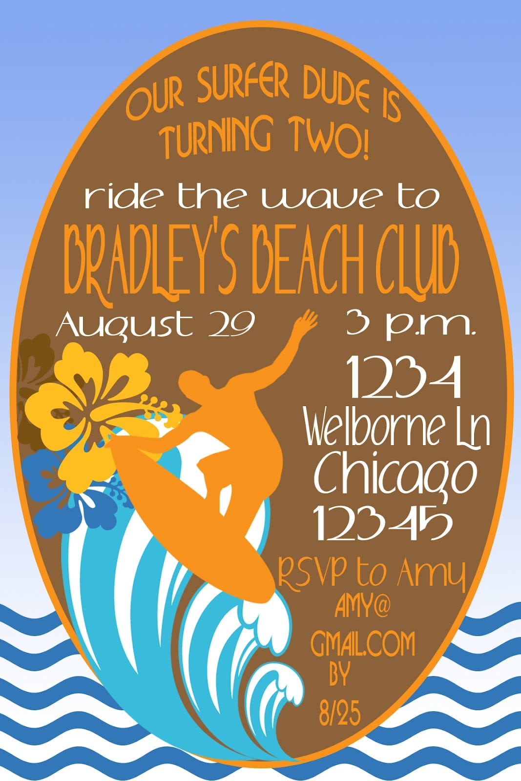 Lil Mop Top  Surfer Dude Party Invitation & Inspiration