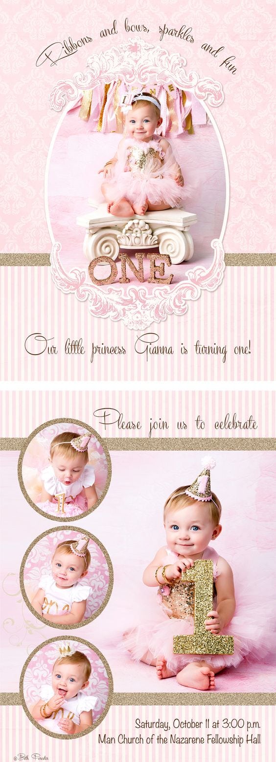 Linnea, Birthday Invitation Photo Card Template