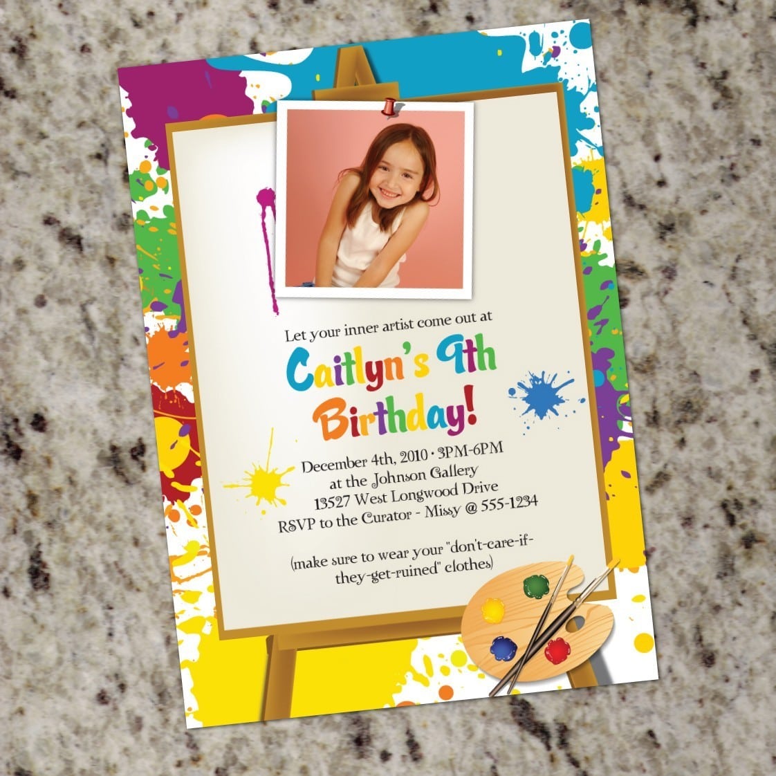 Little Artist Art Painting Birthday Party Invitations