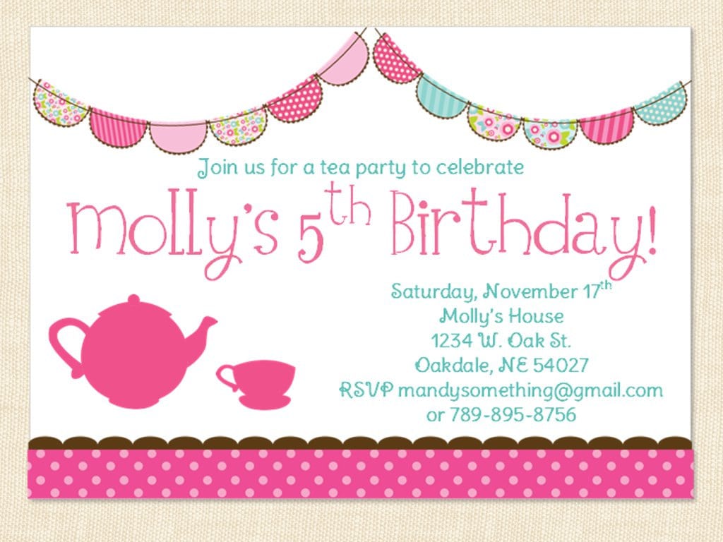 Little Girl Tea Party Invitations