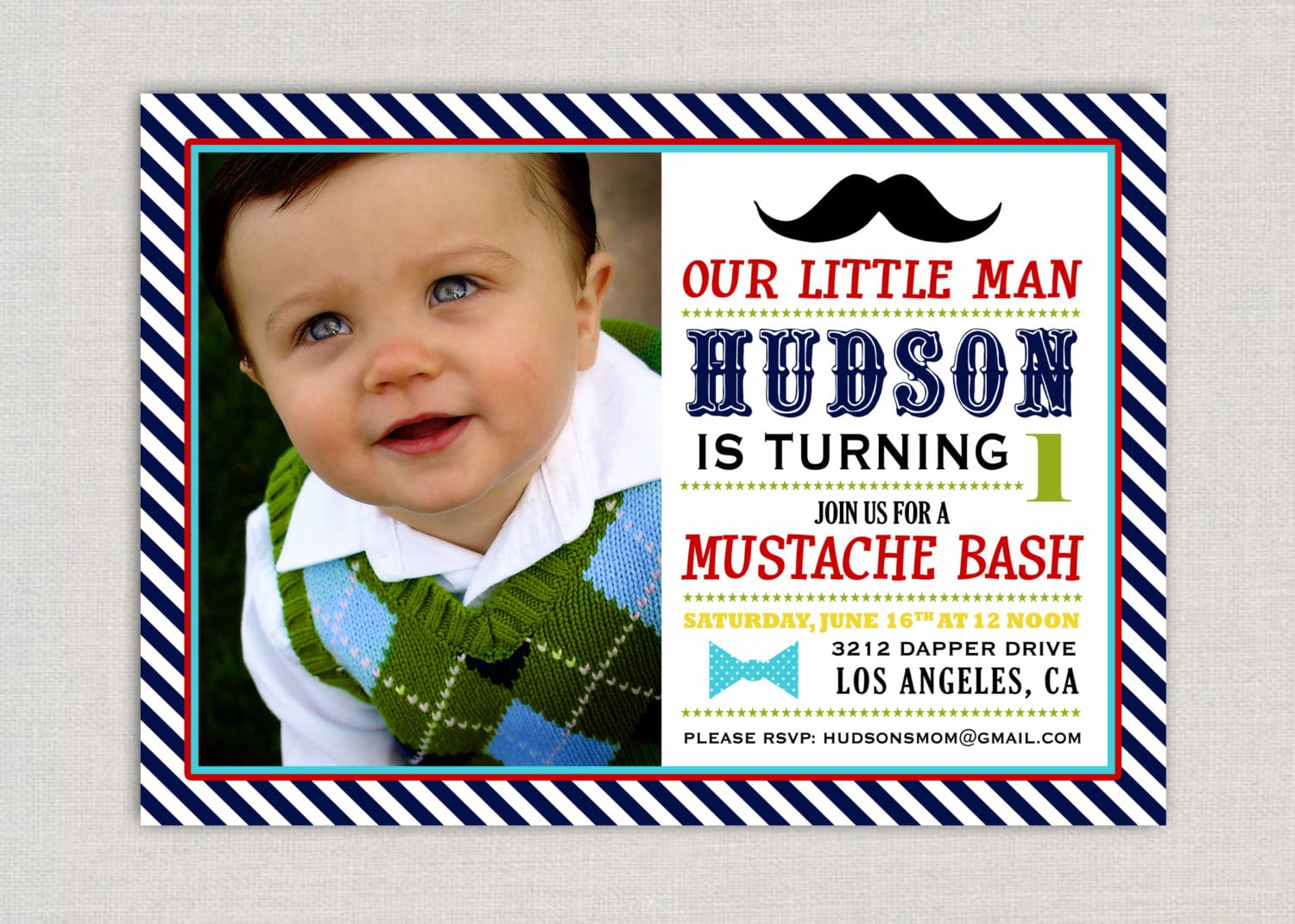 Little Man Birthday Party Invitations