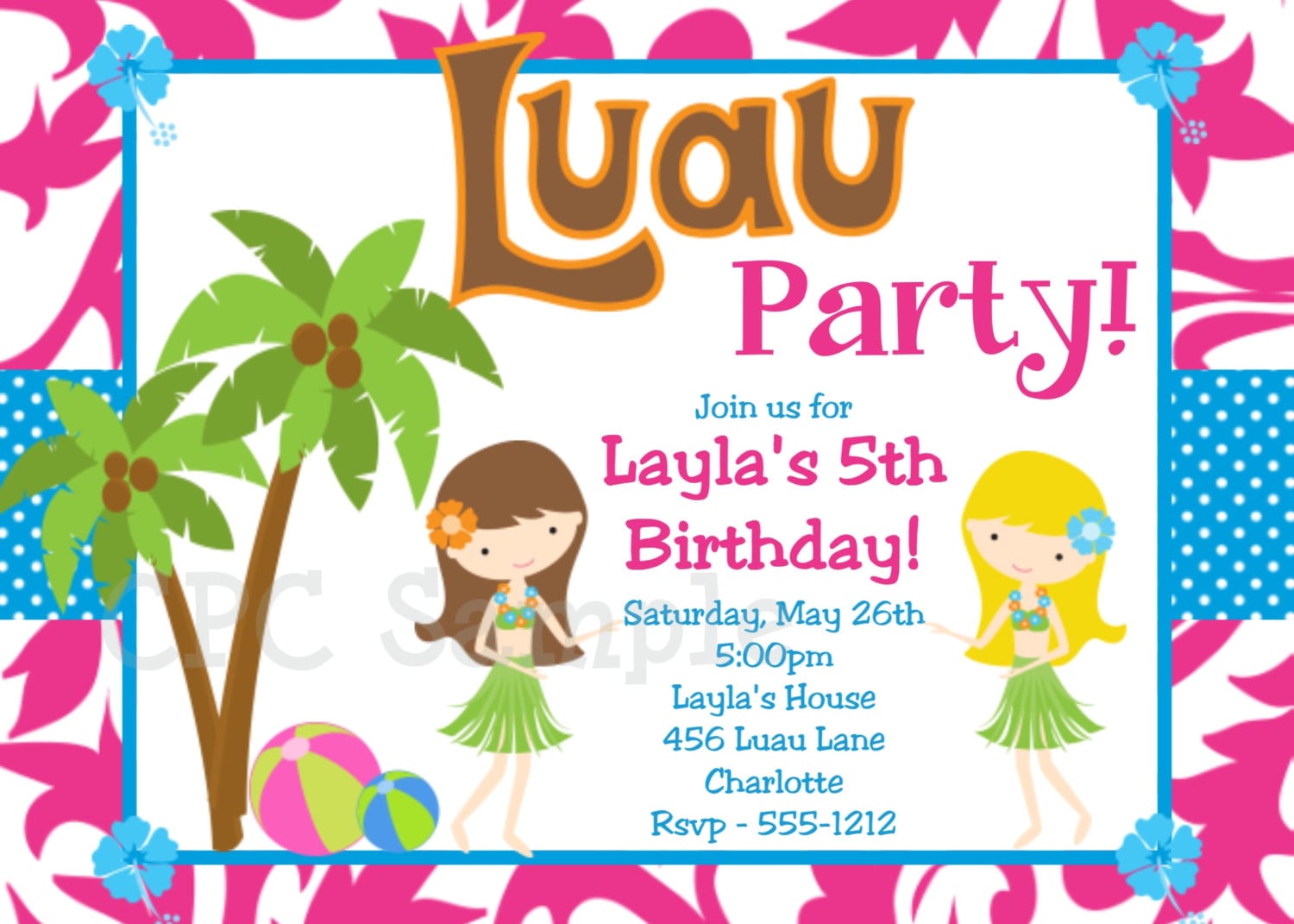 Luau Party Invitations