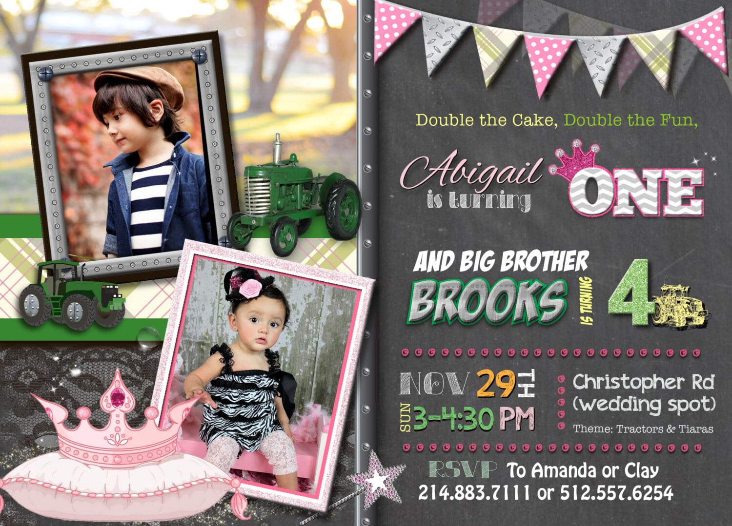 Luau Twins Birthday Invitation