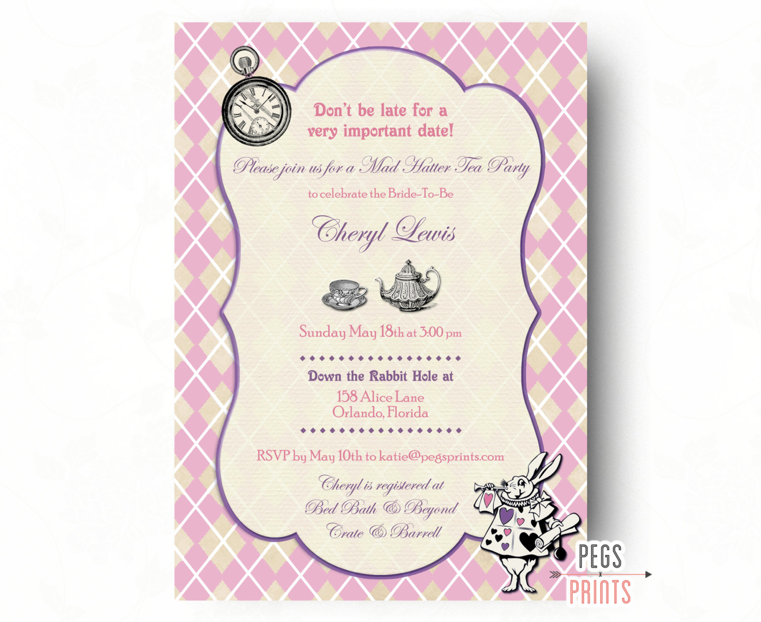 Mad Hatter Bridal Shower Invitation Mad Hatter Tea By Pegsprints
