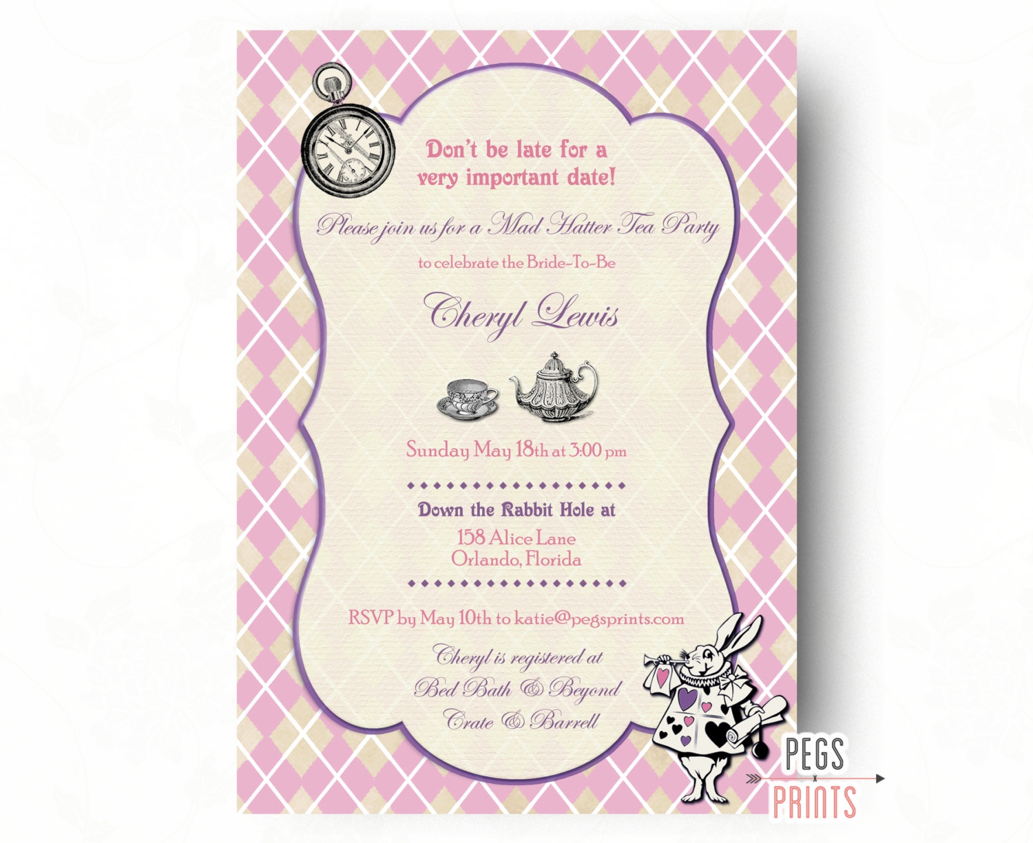 Mad Hatter Tea Party Baby Shower Invitations