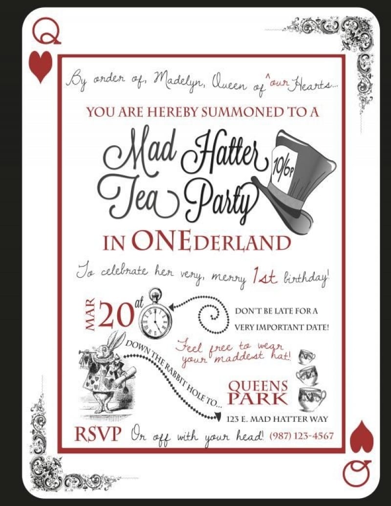 Mad Hatter Tea Party Invitations Templates