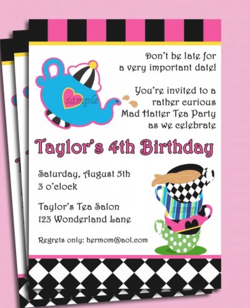 Mad Hatter Tea Party Invitations Wording