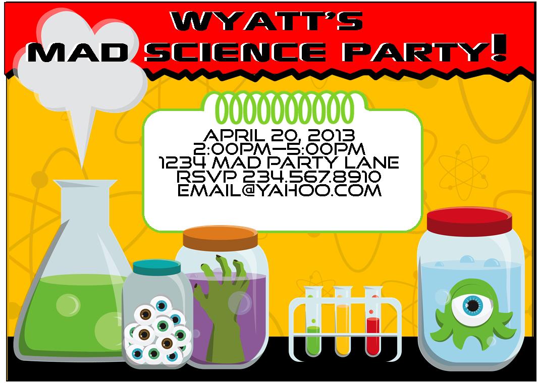 Mad Scientist Birthday Party Invitations