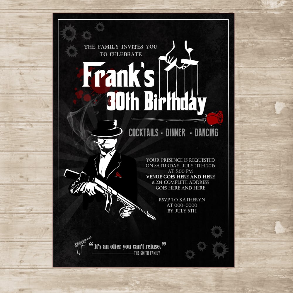 Mafia Invitation Mobster Gangster Mob Invite For Men Godfather