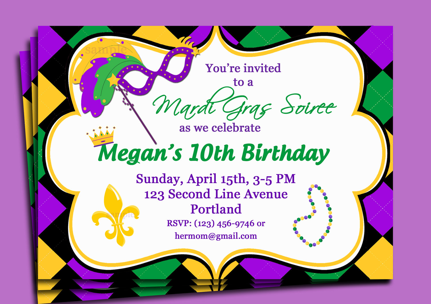 Mardi Gras Party Invitation