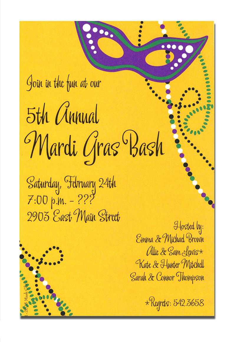 Mardi Gras Party Invitation Cards Design Ideas