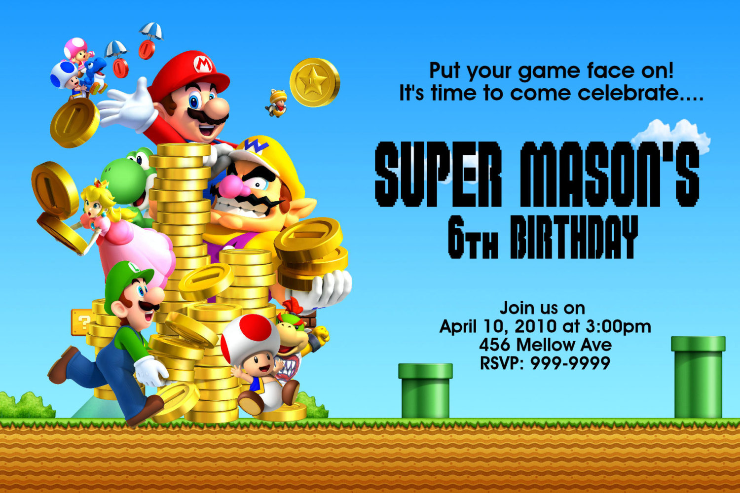 Mario Party Invitation Template