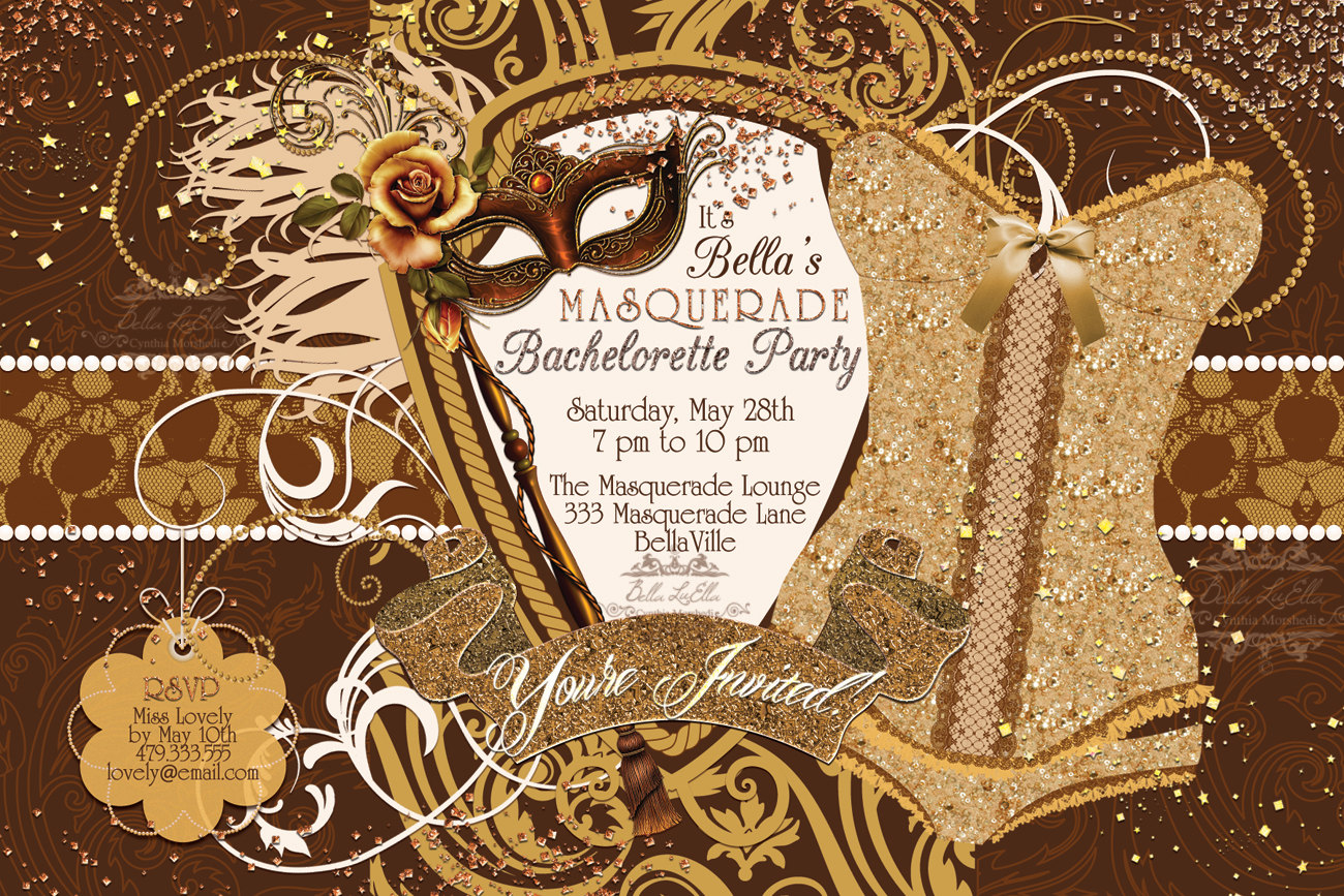 Masquerade Bachelorette Party Invitation Bachelorette Party