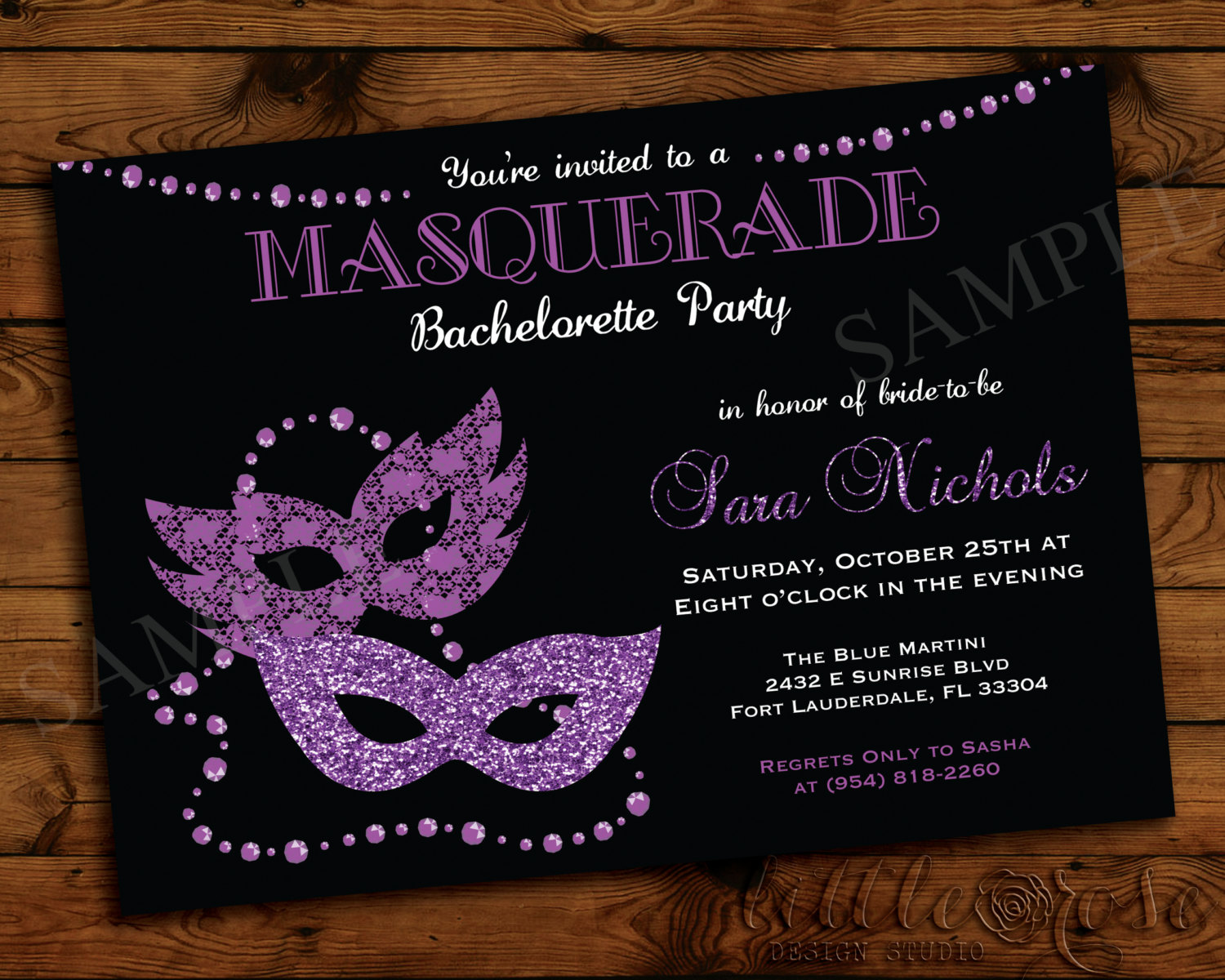 Masquerade Bachelorette Party Invitations