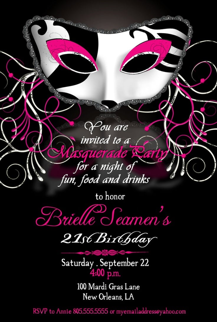 Masquerade Birthday Party Invitations