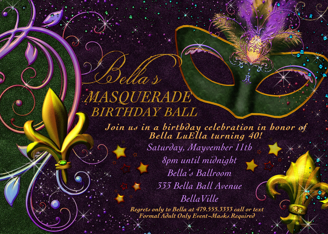 Masquerade Invitation Mardi Gras Invitation By Bellaluella On Etsy