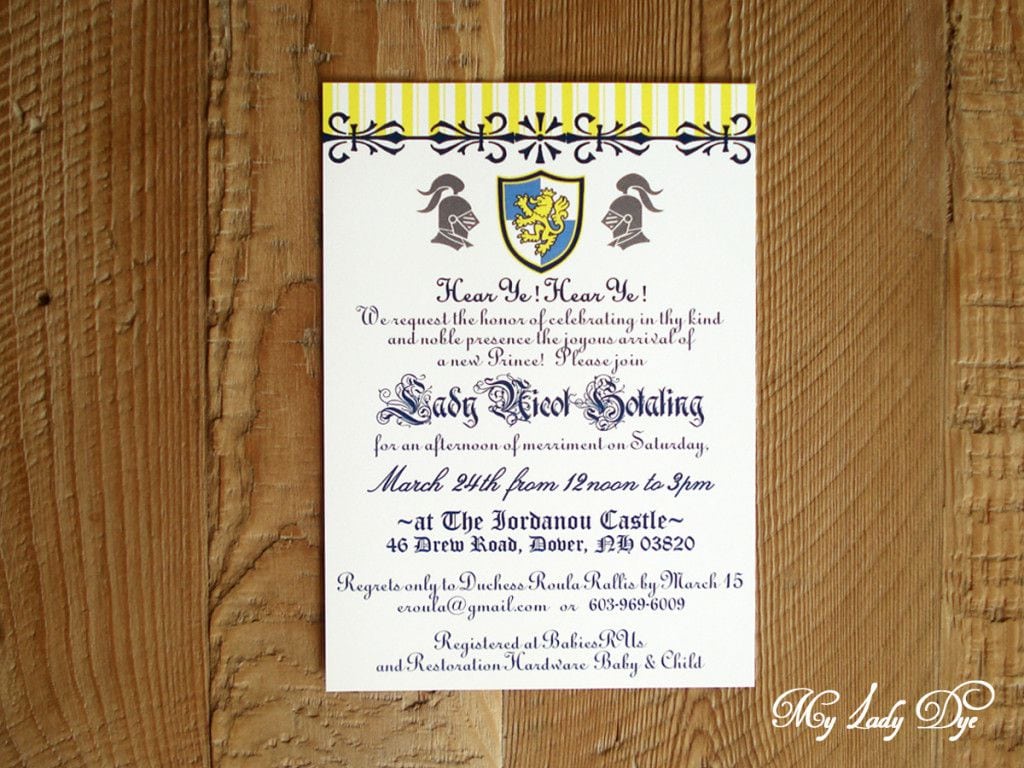 Medieval Dragon And Knight Baby Shower Invitation