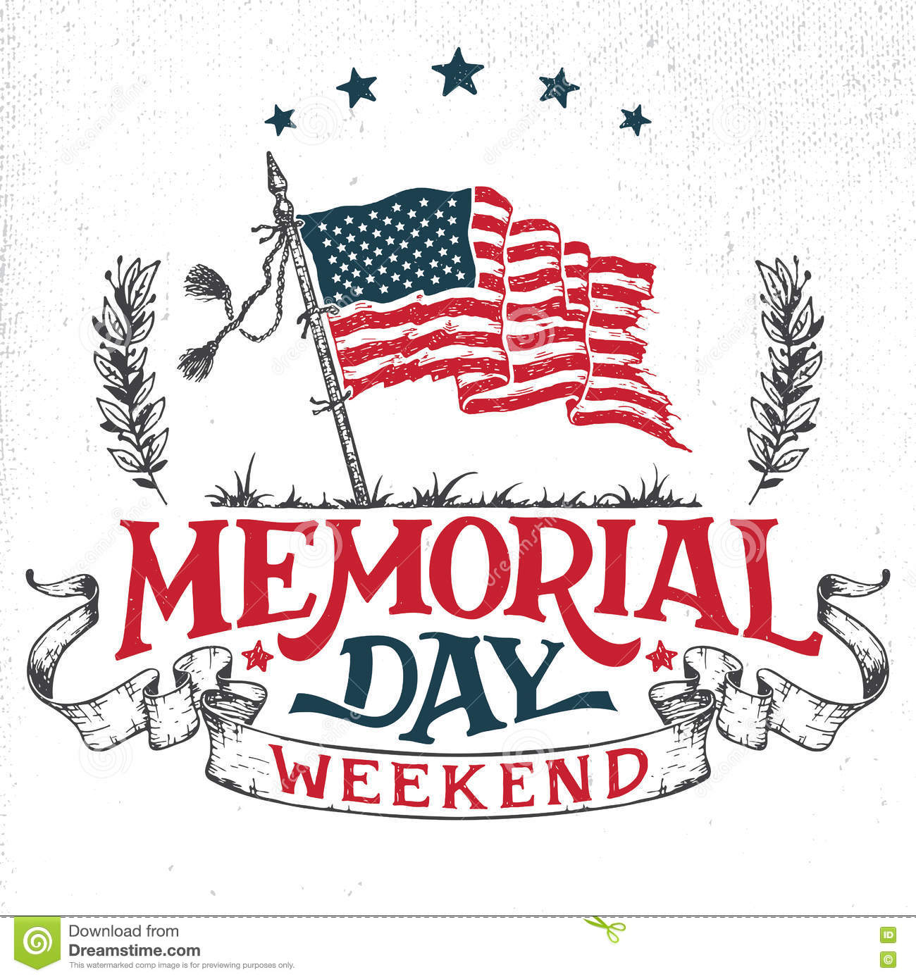Memorial Day Weekend Greeting Card Stock Vector