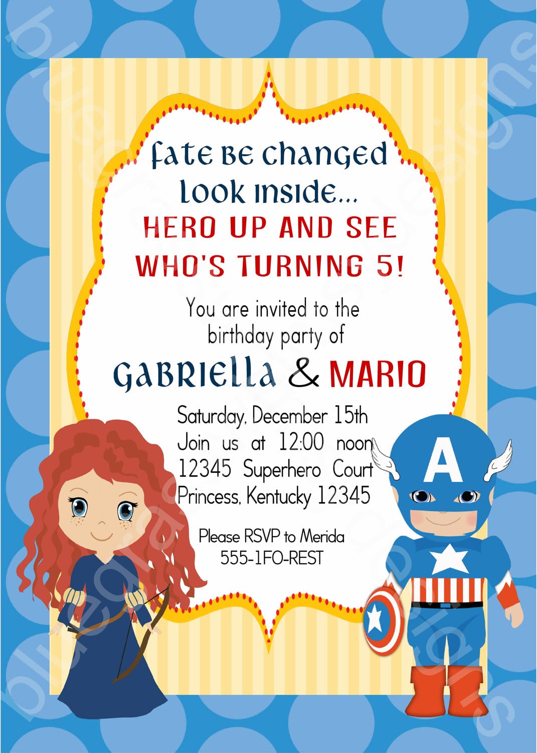 Merida Captain America Brother Sister Twins Birthday Party