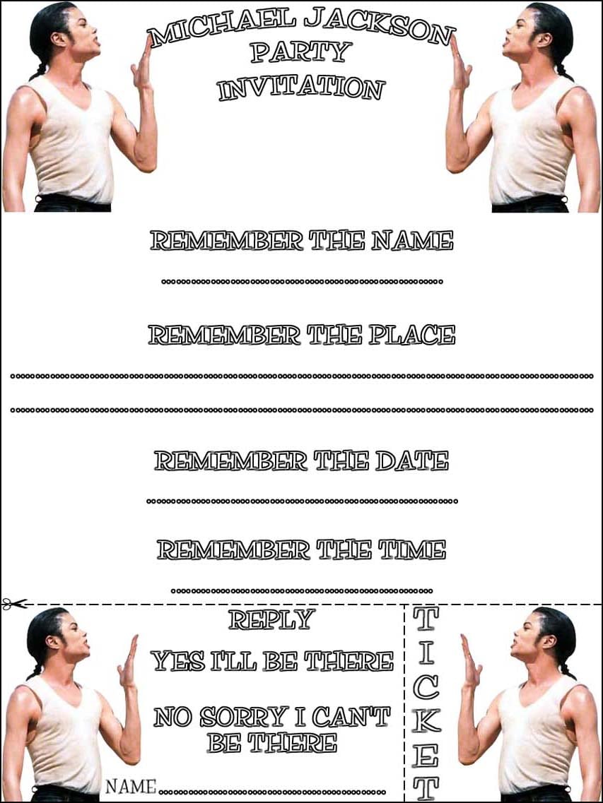 Michael Jackson Birthday Invitations