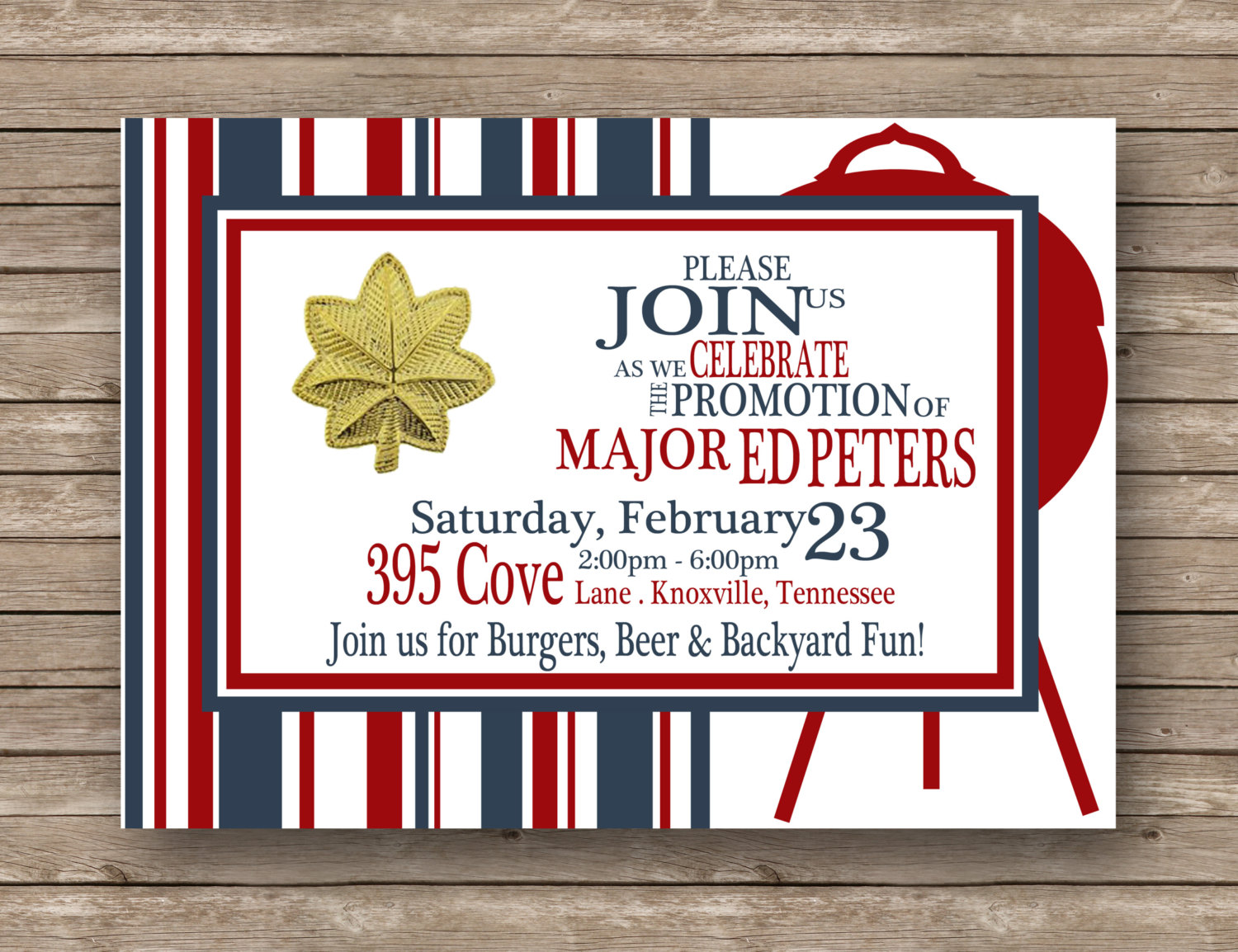 Military Job Promotion Graduation Retirement Typography Red, White