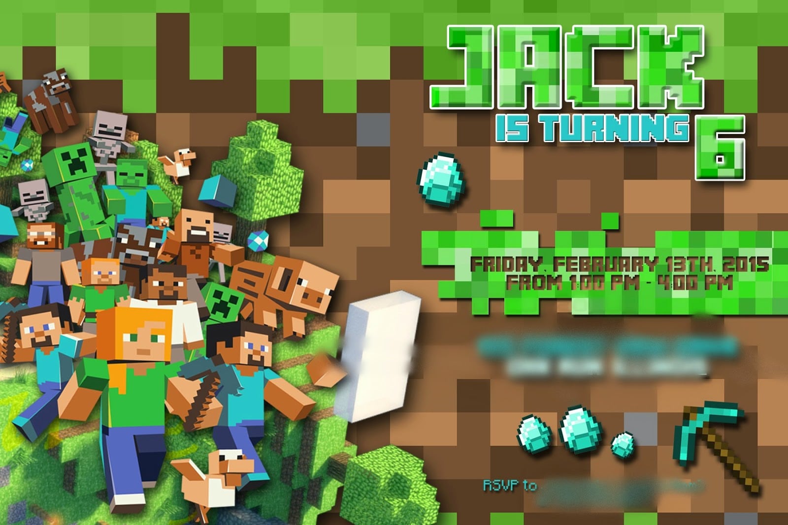 Minecraft Birthday Party Invitation Template