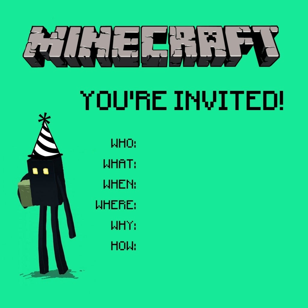 Minecraft Birthday Party Invitations