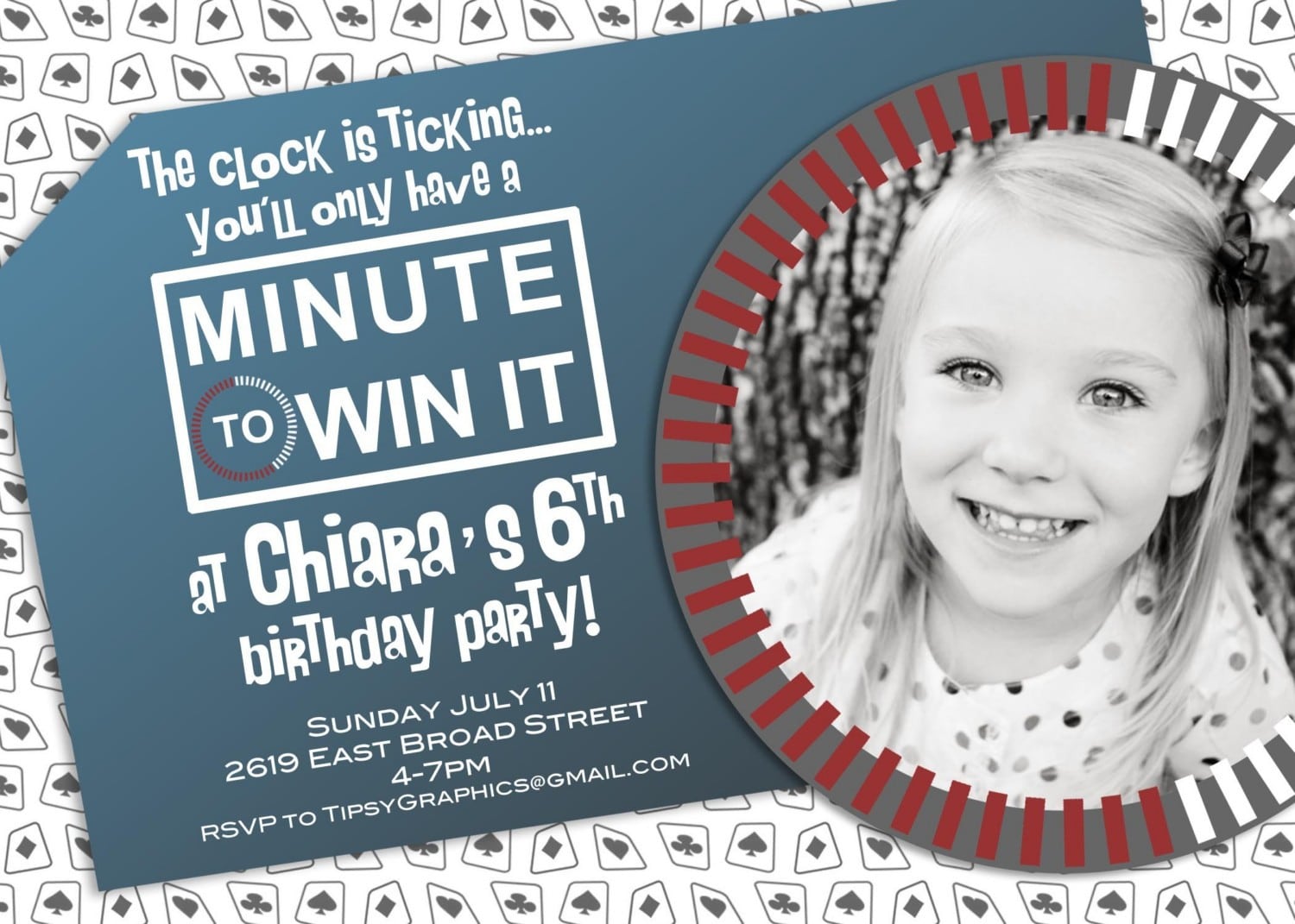 Minute To Win It Or Poker Vegas Party Invite With Photo
