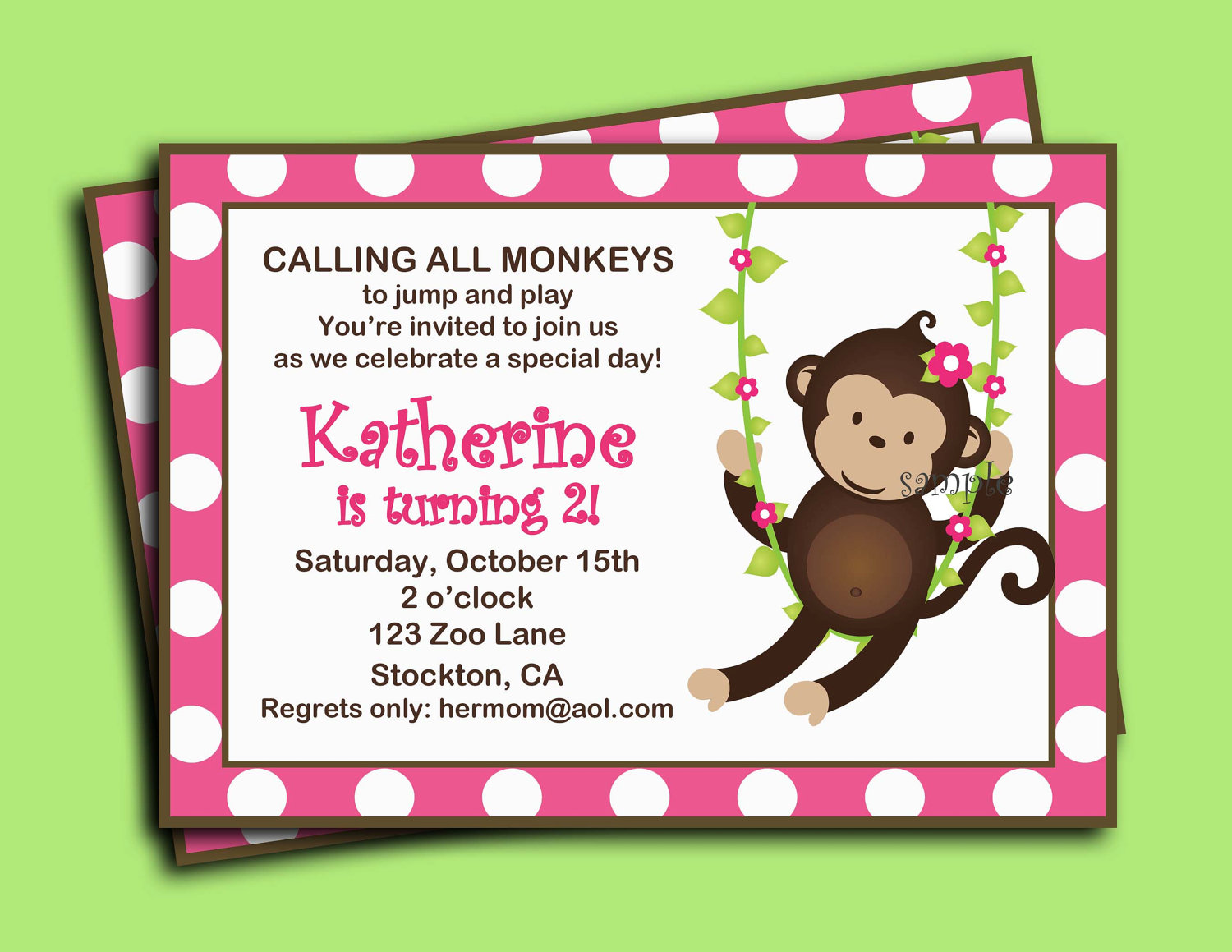 Monkey Girl Invitation Printable Or Printed With By Thatpartychick