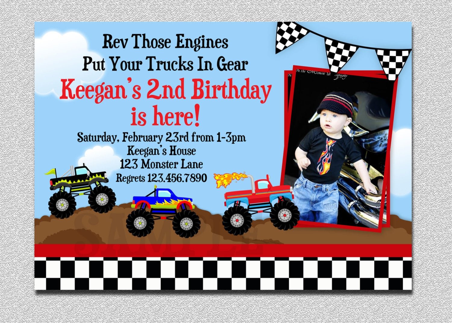 Monster Truck Birthday Invitation Truck Birthday Party