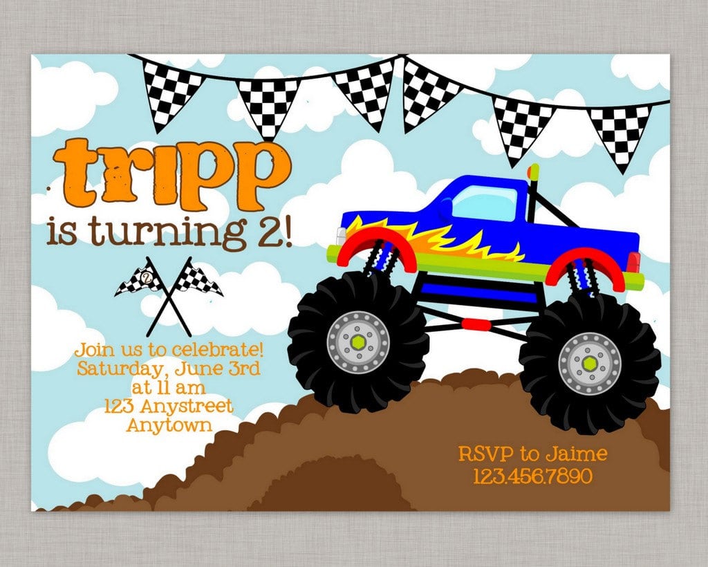 Monster Truck Party Invitations