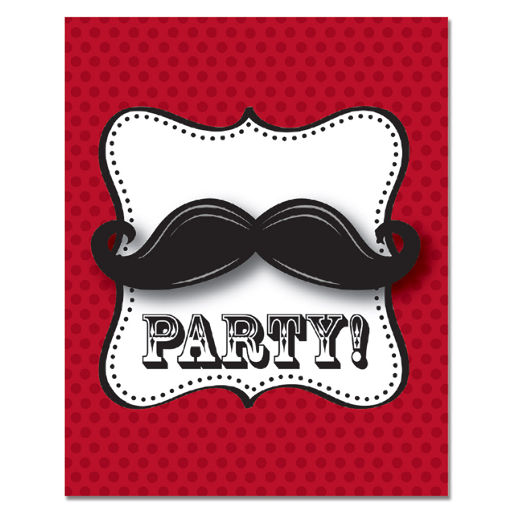 Moustache Madness Party Invitations