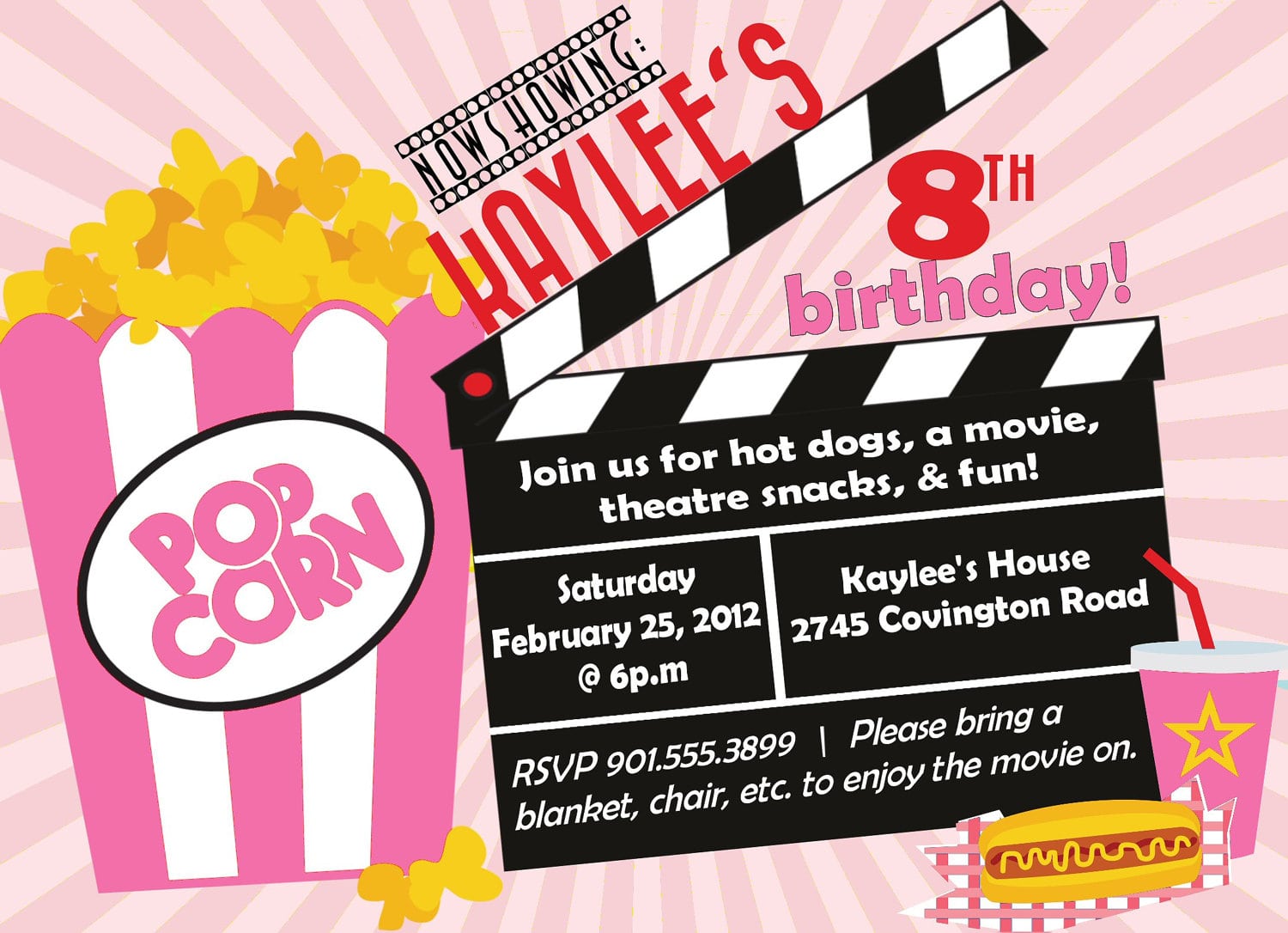 Movie Birthday Party Invitation