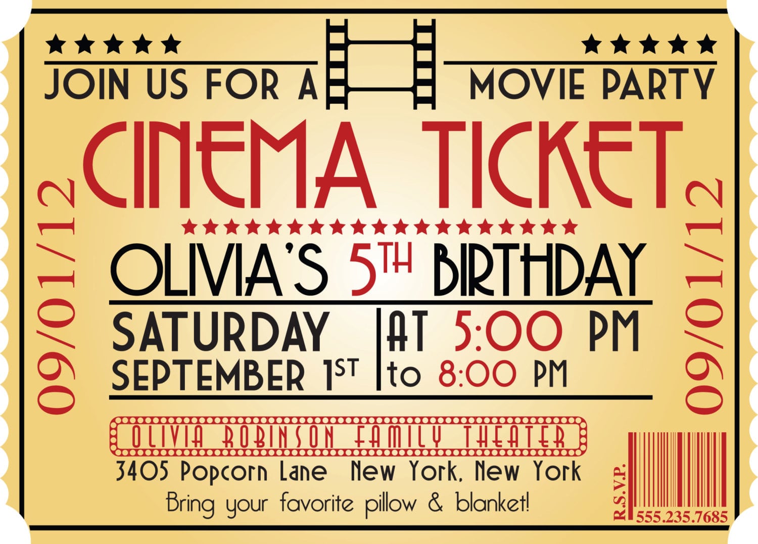 Movie Birthday Party Invitations