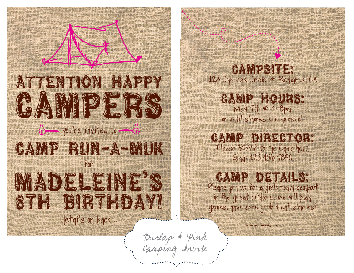 Nellie Design  In Demand    Camping Party Invites!