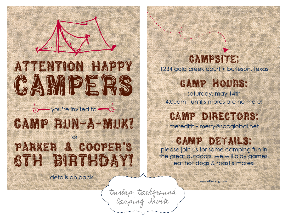 Nellie Design  In Demand    Camping Party Invites!