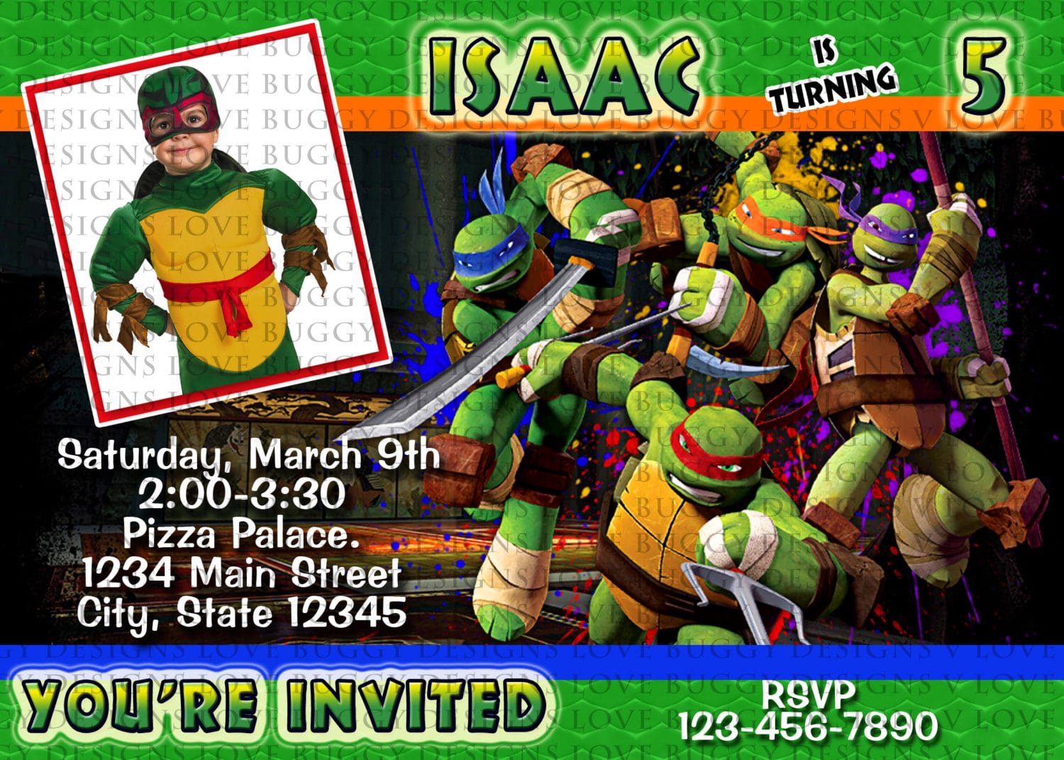 Ninja Turtle Birthday Invitations