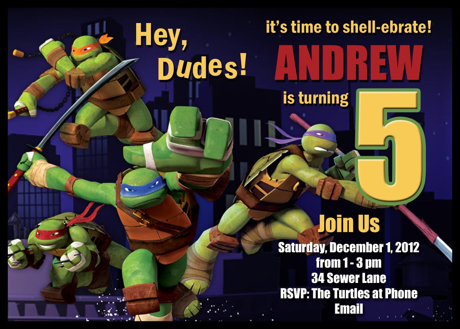 Ninja Turtle Party Invitations