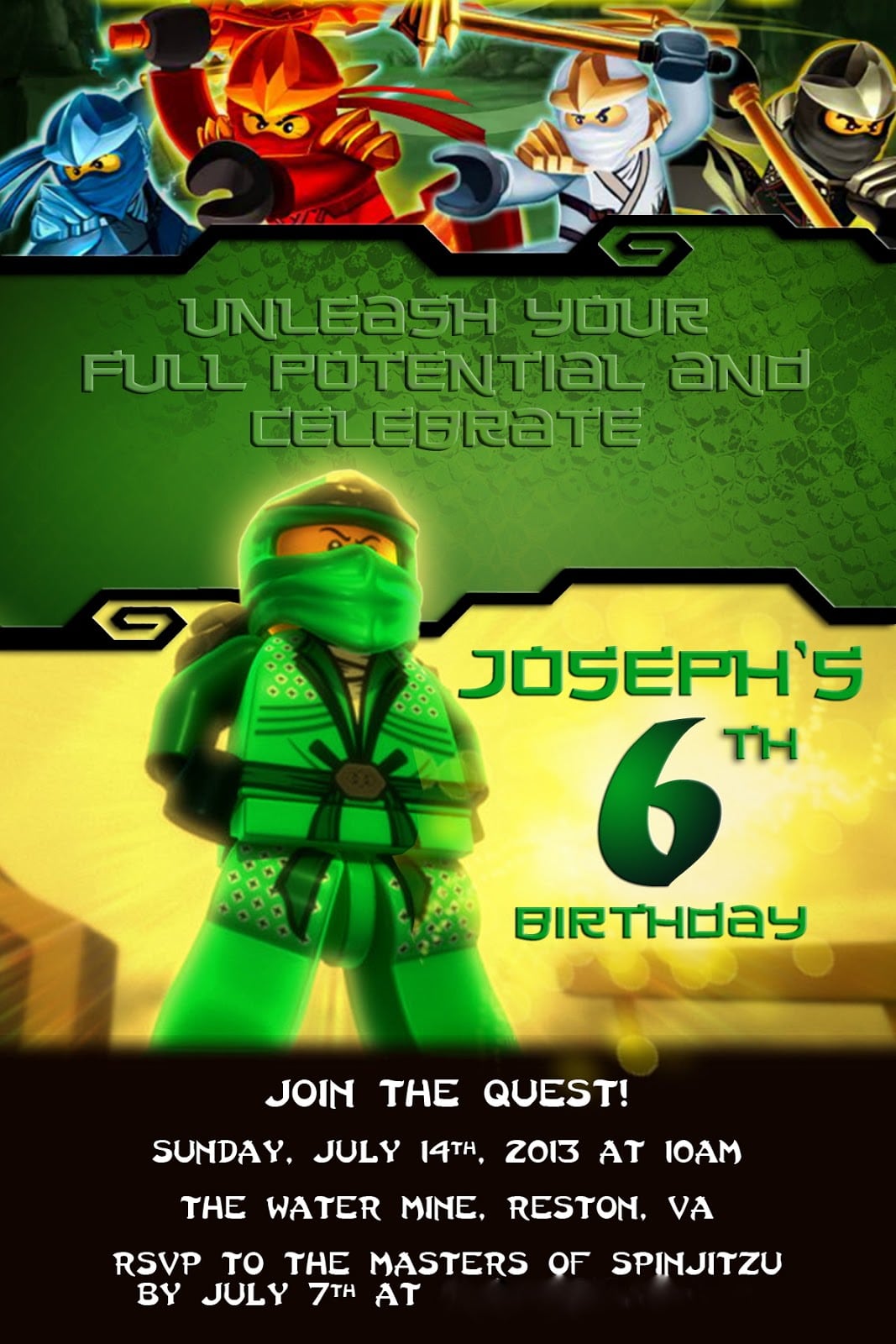 Ninjago Birthday Party Invitations