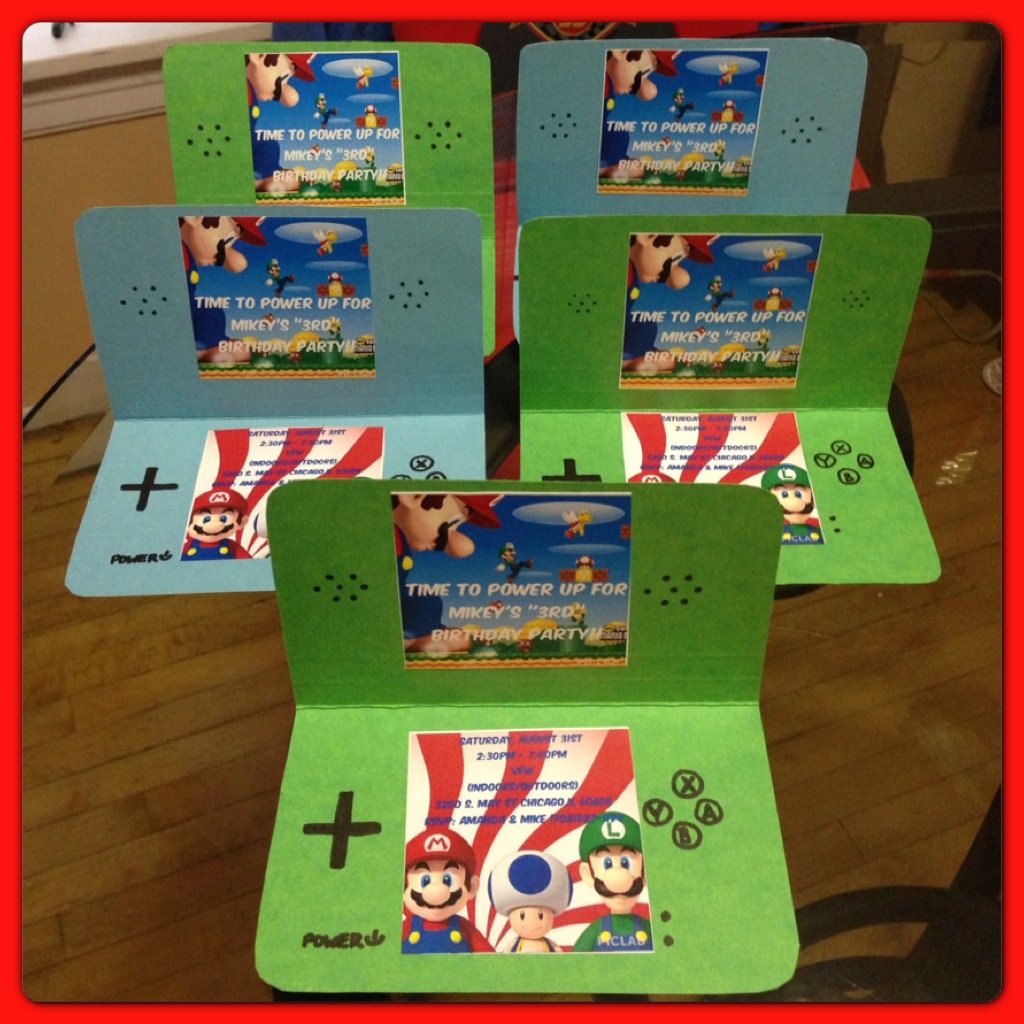 Nintendo Ds Invitations I Made For My Sons Super Mario Birthday