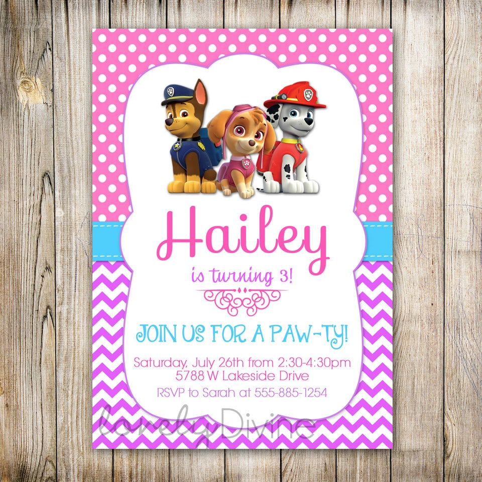 On Sale 25  Off Paw Patrol Skye Birthday Party Invitation