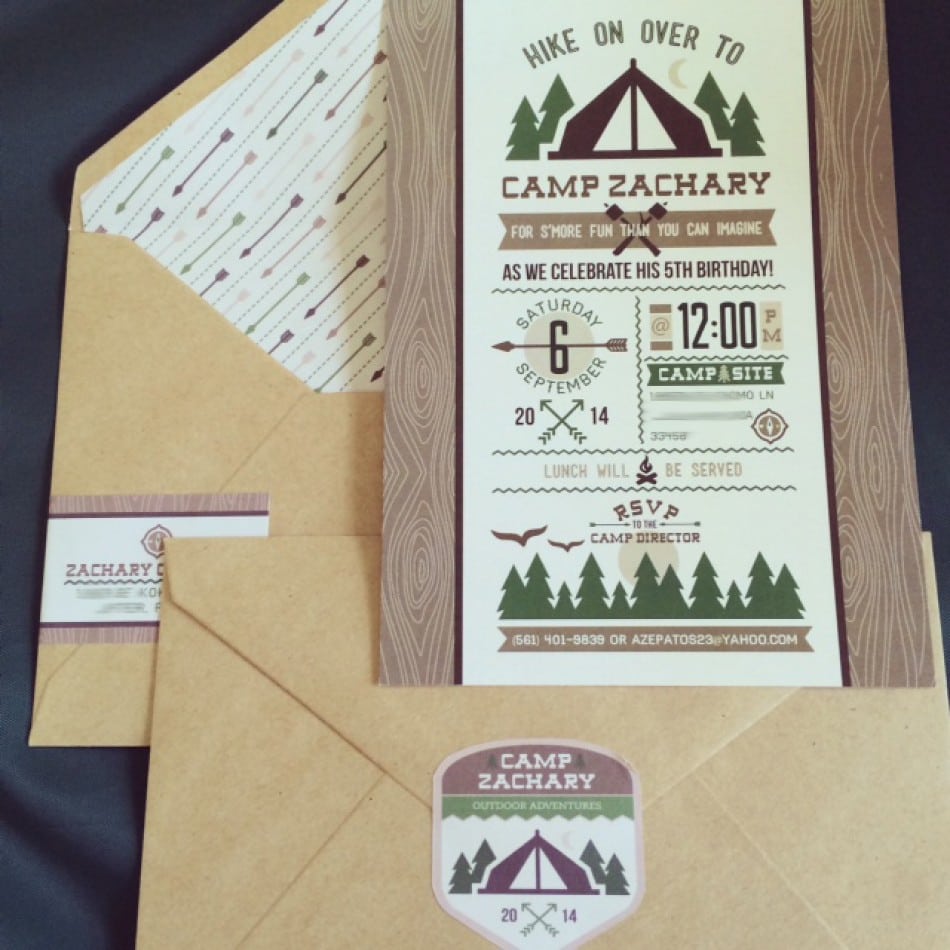 Outdoor Adventure Camping Birthday Party Printable Invitation