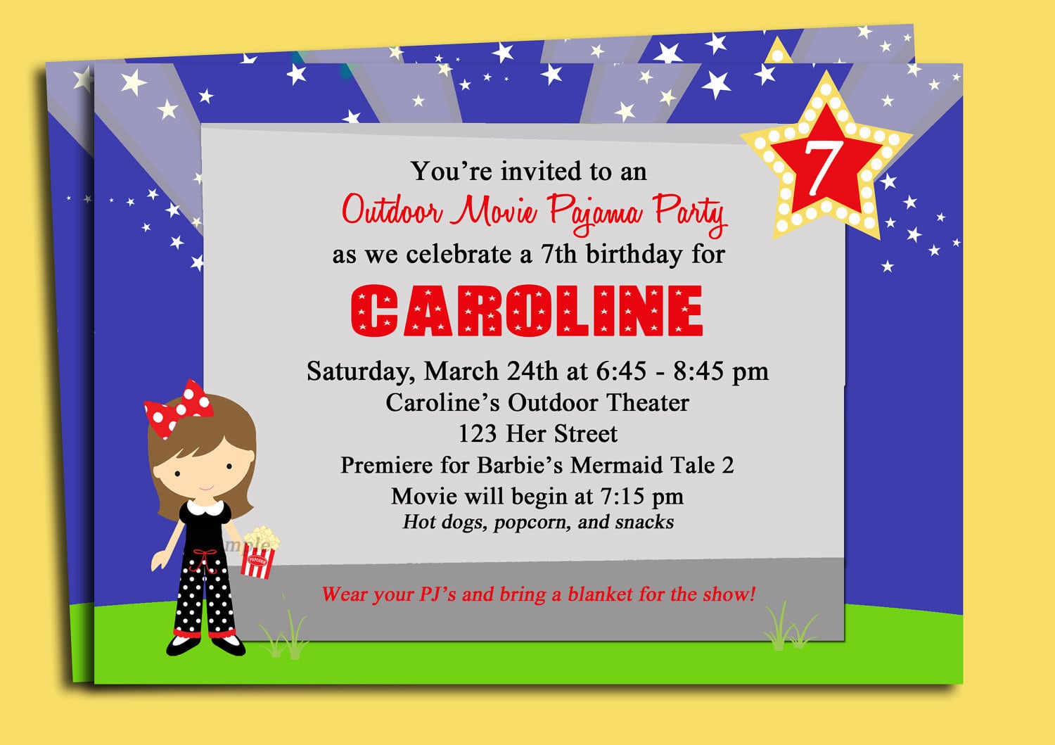 Outdoor Movie Party Invitation Printable Drive In Movie