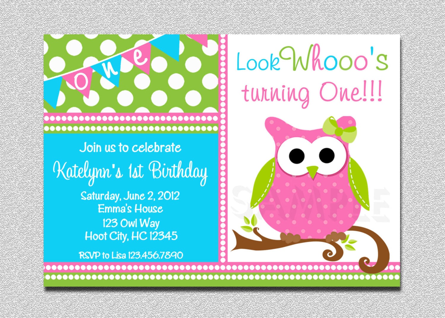 Owl Birthday Invitation Owl Birthday Party Invitation