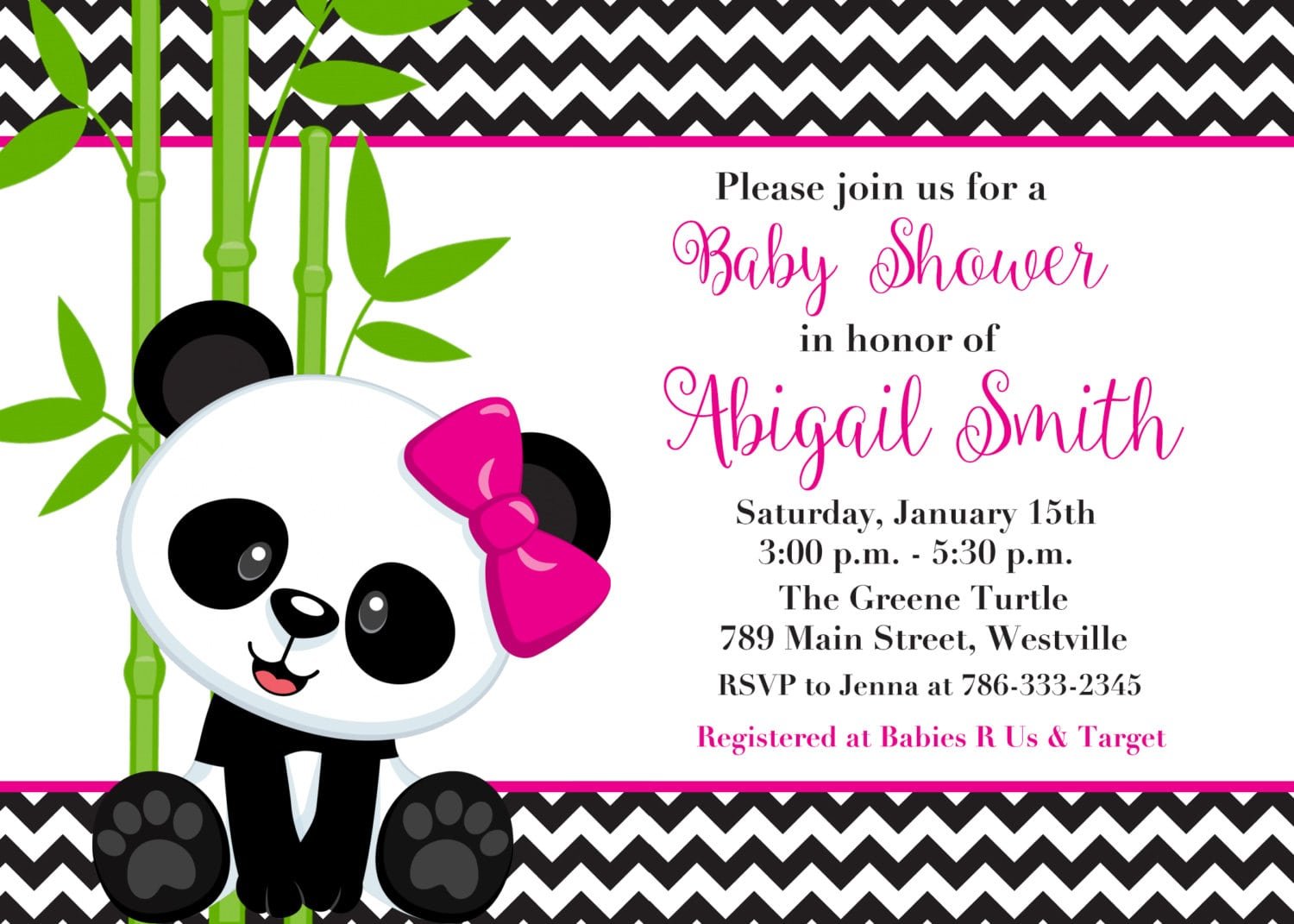Panda Bear Boy Or Girl Pink Or Blue Baby Shower Invitation