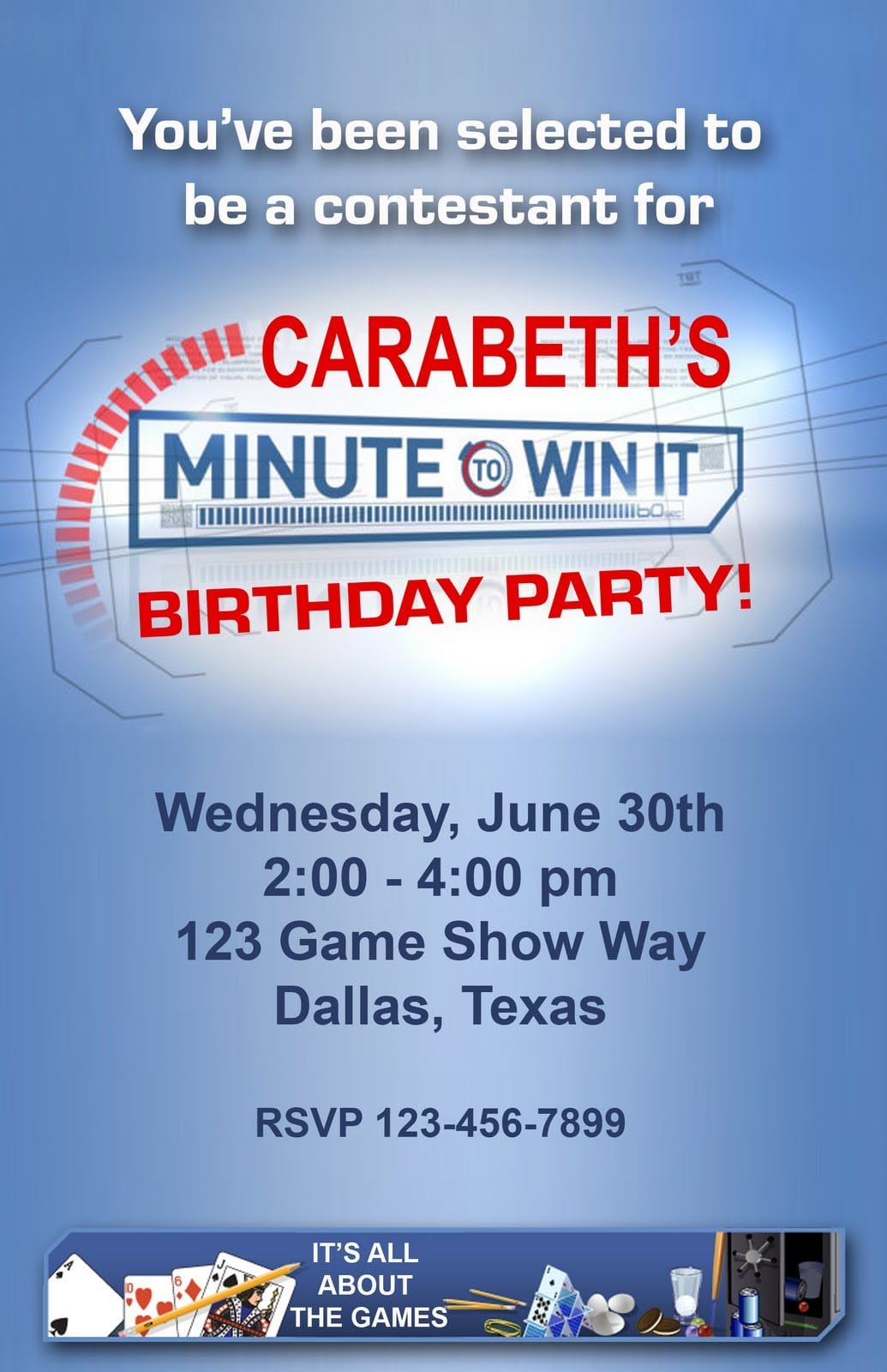 Paper Perfection  Free  Minute To Win It  Birthday Party Invitation