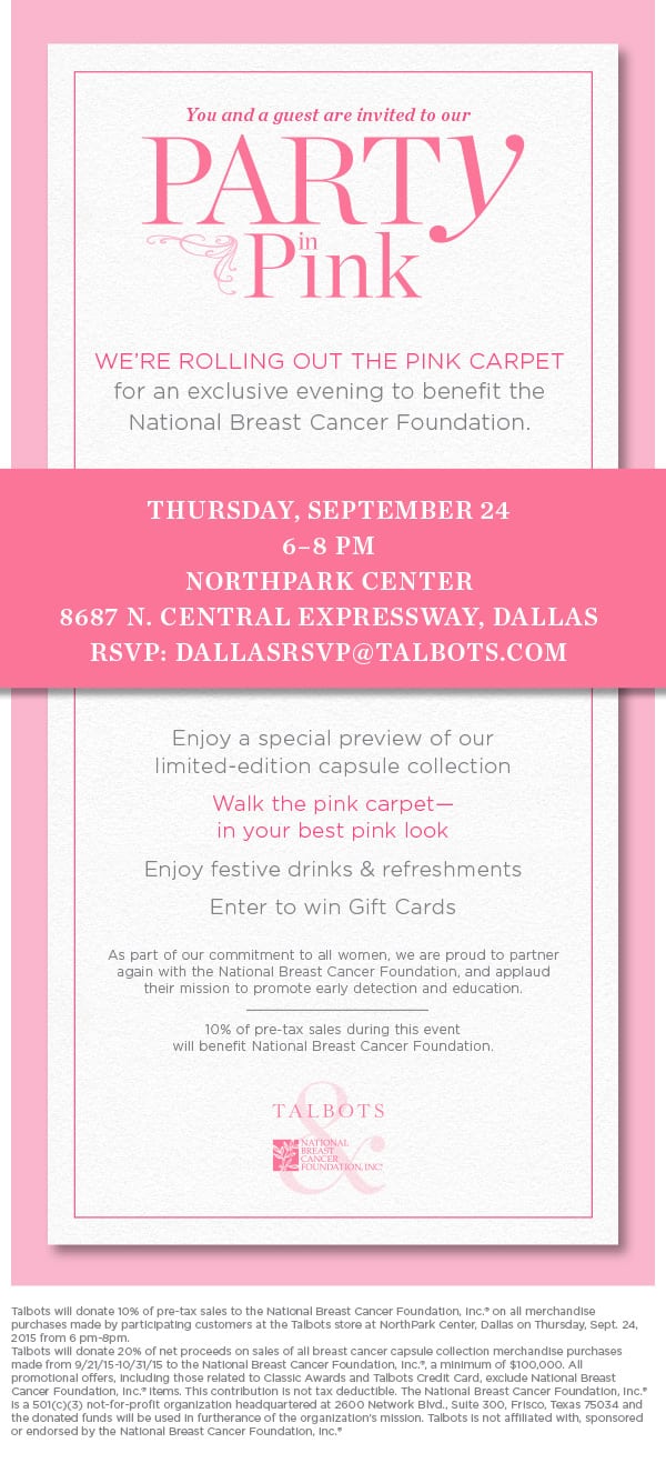 Party In Pink With Talbots And National Breast Cancer Foundation