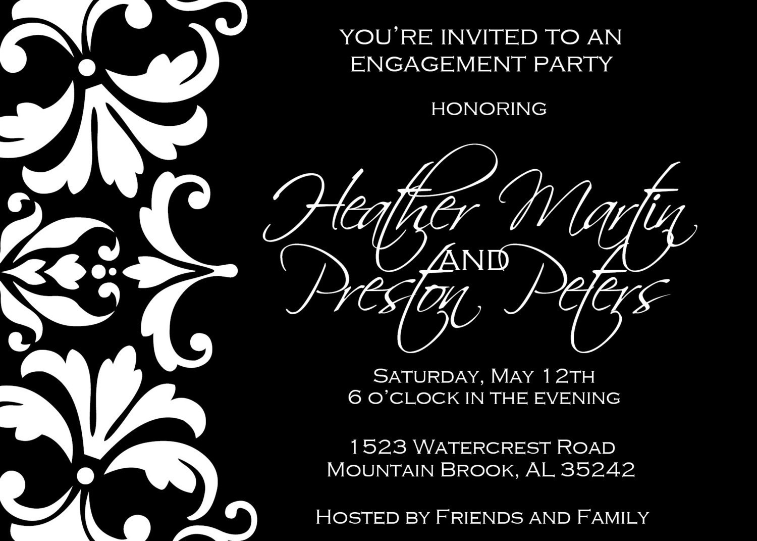 Party Invitation Black And White