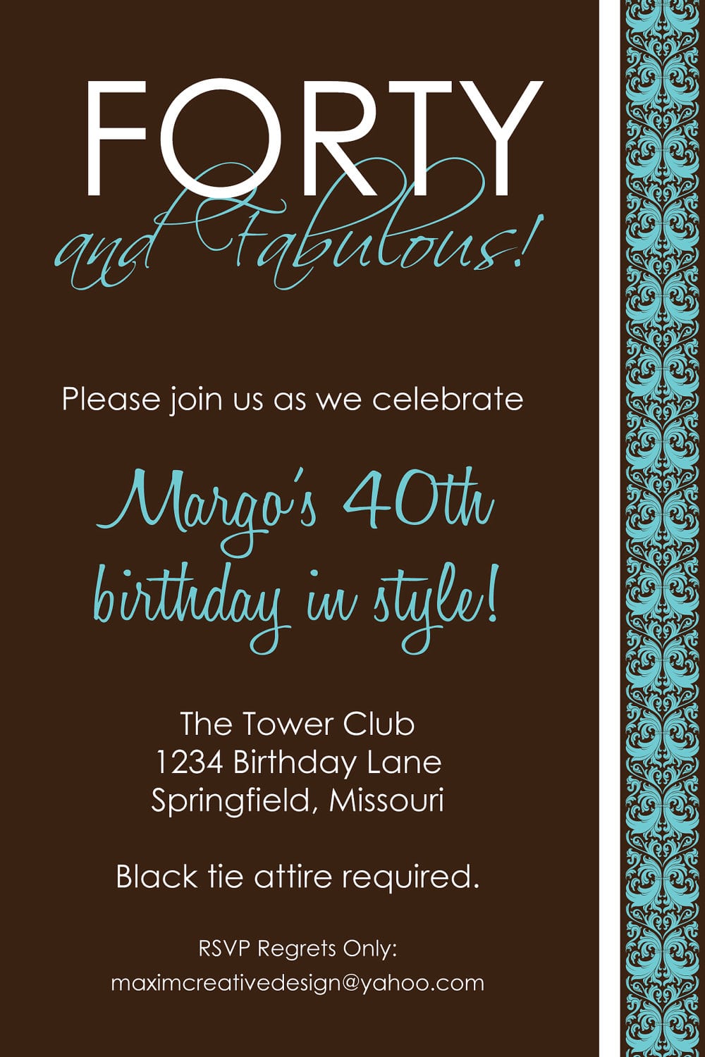 Party Invitations 40th Birthday