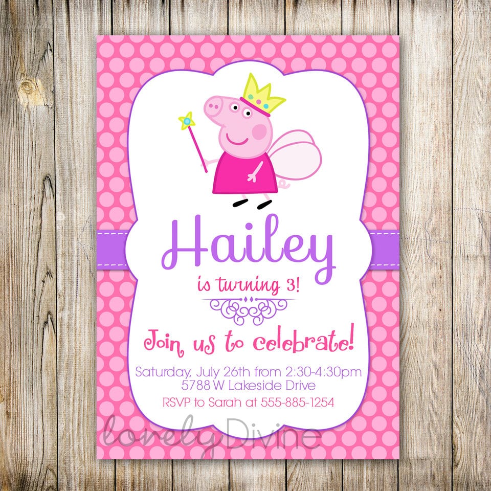 Peppa Pig Birthday Invitations Perth